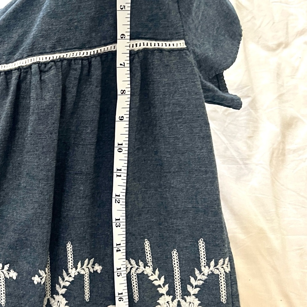 Sweet Salt Chambray Lace Embroidered Cottagecore Top Modest Prairie Blue Size M - Picture 8 of 9